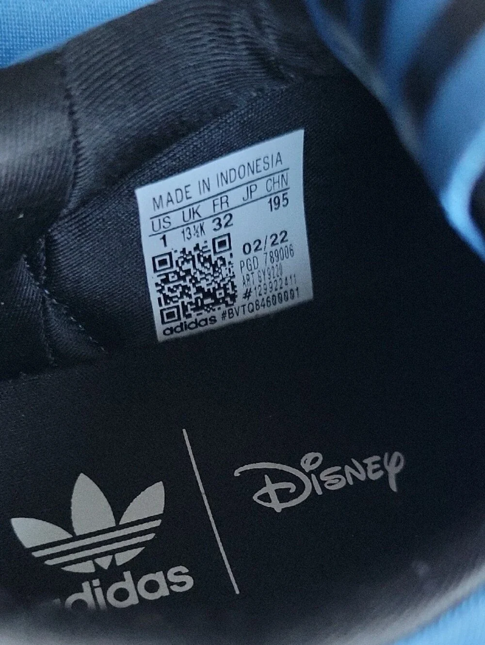 adidas Kids Blue Slip-On Sneakers with Pink Disney Patch